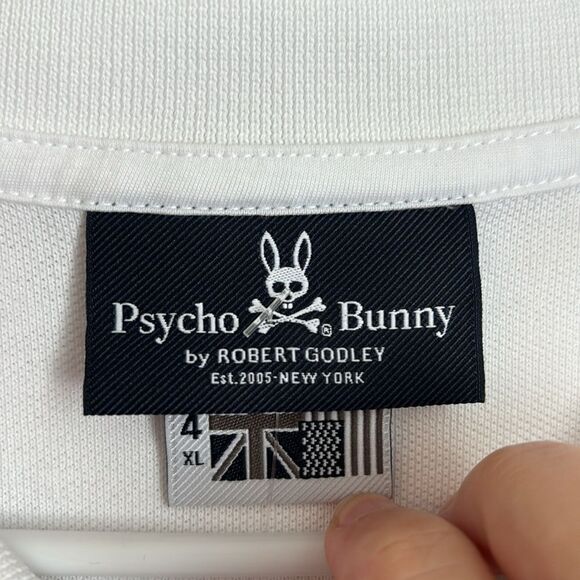 Psycho Bunny Men short sleeve logo white polo work casual designer size 4XL NWT - Picture 7 of 8